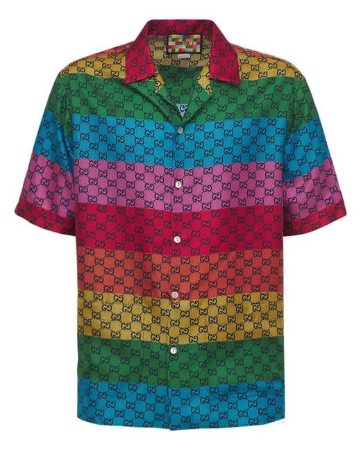 Gucci Multicolor Silk Twill Shirt for men