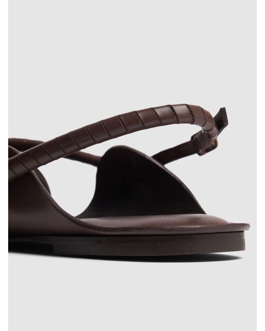 Soeur Brown 20mm Anais Leather Flat Sandals