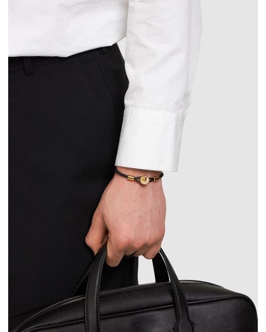 Bracelet en métal et cuir Versace pour homme en coloris Metallic