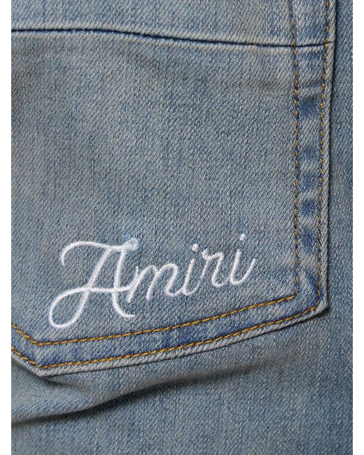 Jeans AMIRI Bones Applique — Skinny Stretch Avec Cuir, Bleu Et Blanc