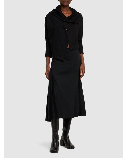 Yohji Yamamoto Black Asymmetric Cropped Jersey Jacket