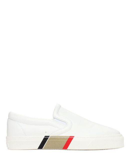 Burberry White 20mm Thompson Leather Slip On Sneakers