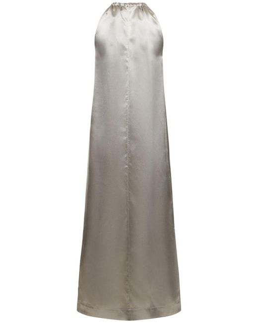 Loulou Studio Gray Morene Silk Blend Halter Neck Long Dress