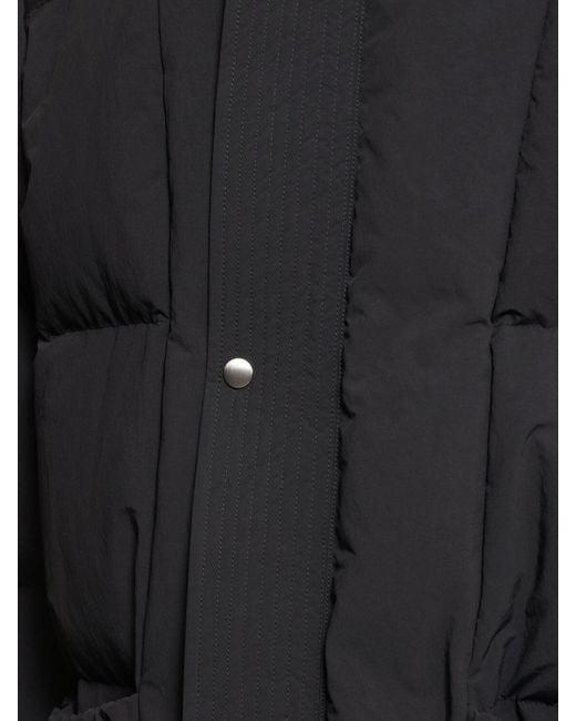 Jil Sander Black Hooded Nylon Down Long Jacket for men