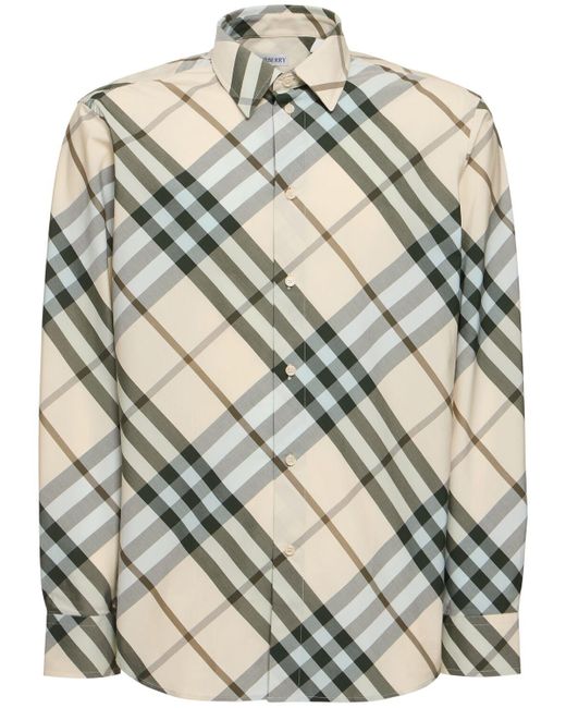 Camisa de algodón a cuadros Burberry de hombre de color Gray