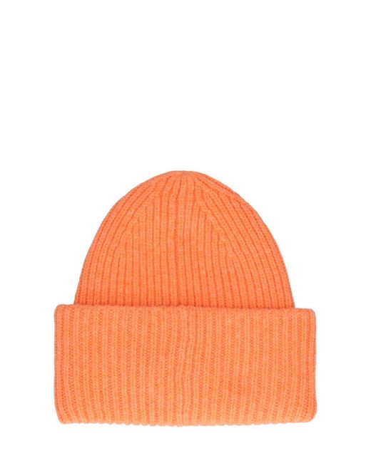 Acne Orange Pansy Face Wool Beanie for men