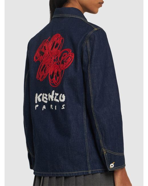 Giacca varsity in denim di cotone di KENZO in Blue