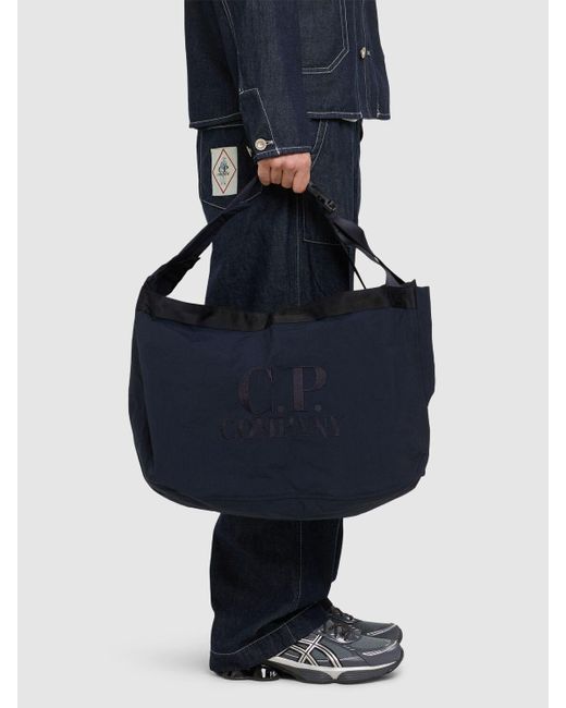メンズ C P Company プレーンペーパータッチ ジップバッグ Blue