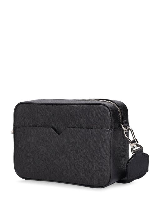 Valextra Black Small Leather Camera Bag for men