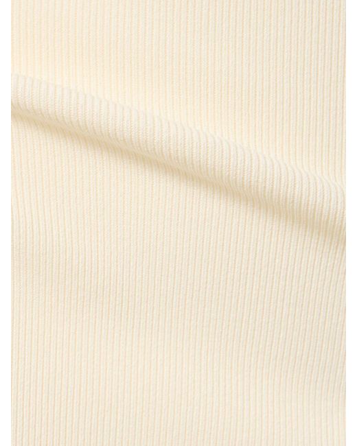 We Wore What Ribbed Viscose & Nylon Midi Skirt in Natural Lyst