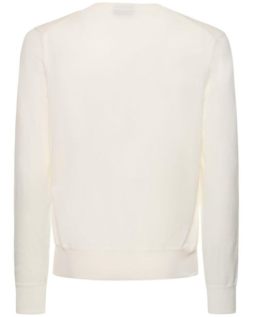 Pull-over en coton ultra-fin à col ras-du-cou Tom Ford pour homme en coloris White