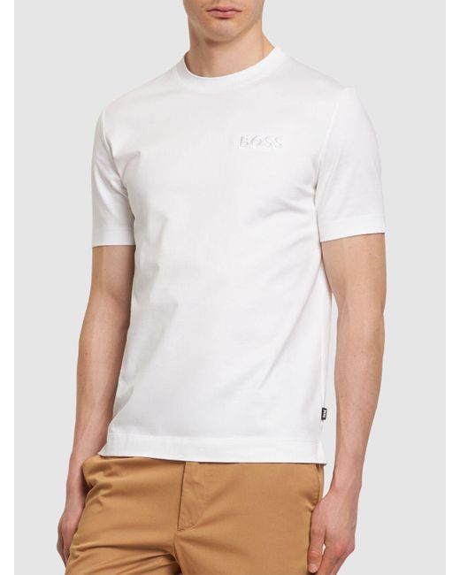 T-shirt tiburt 423 in cotone di Boss in White da Uomo