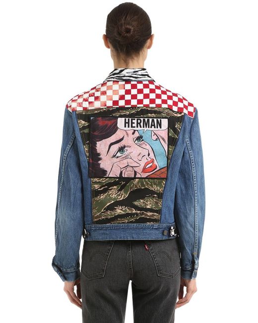 Herman Market Blue Patchwork Cotton Denim Jacket