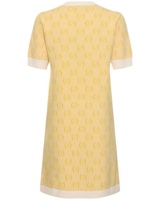 Gucci Yellow gg Wool Jacquard Dress