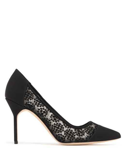 Manolo Blahnik Capcour レースパンプス 90mm Black