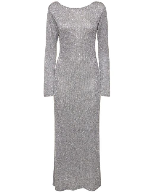 Bec & Bridge Gray Sadie Sequined Long Sleeve Dress