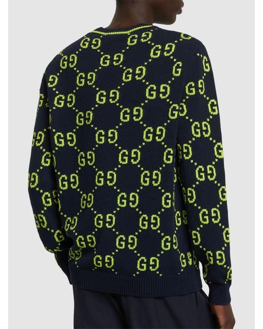 Gucci Black gg Allover Cotton Crewneck Sweater for men