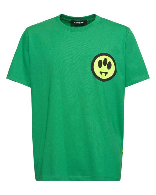 T-shirt in cotone con logo di Barrow in Green da Uomo