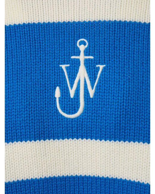 J.W. Anderson Blue Gestreifter Wolle-kaschmir-pullover Mit Logo