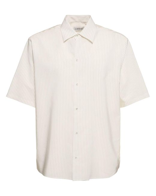 Lanvin Shirt Aus Seiden/baumwolljersey Mit Streifen in White für Herren