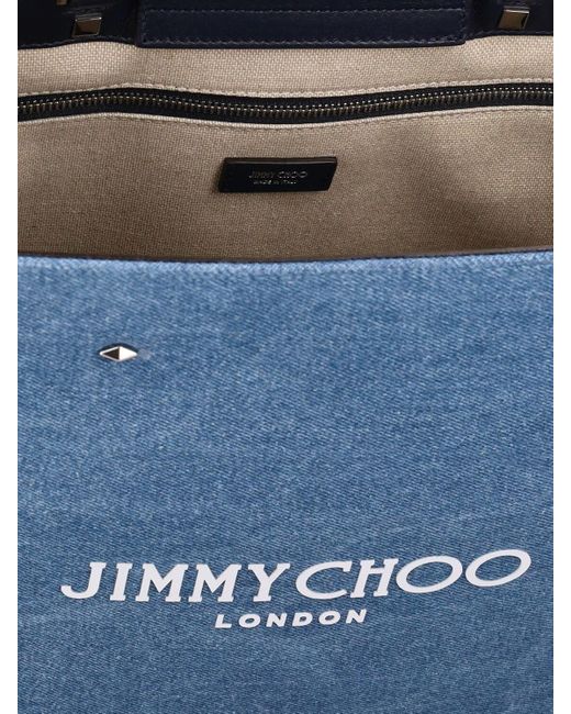 Jimmy Choo Blue Tote Aus Denim Mit Logo