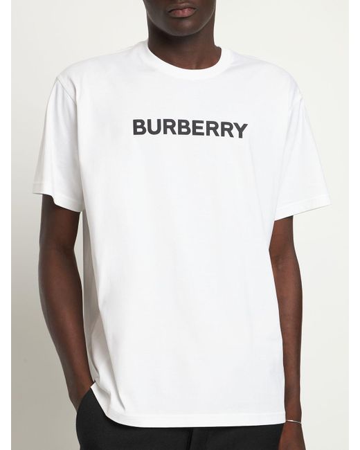 Camiseta harriston de jersey de algodón con logo Burberry de hombre de color White
