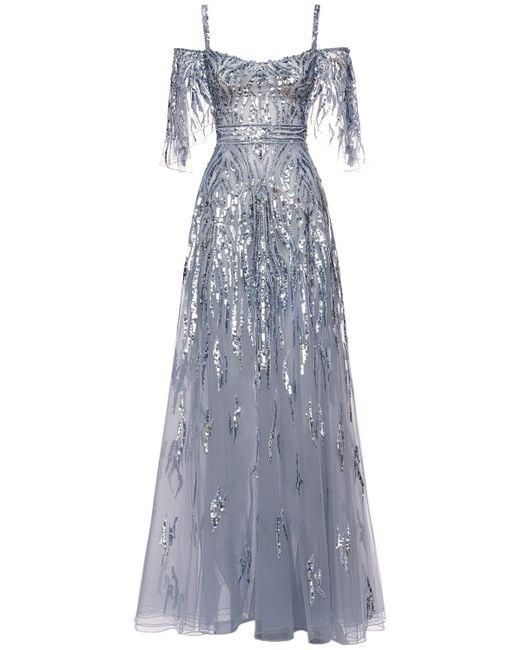 Zuhair Murad Blue Sequined Maxi Dress