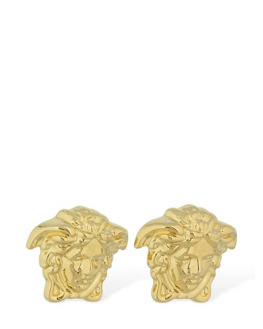 Versace Metallic Gold Medusa Stud Earrings