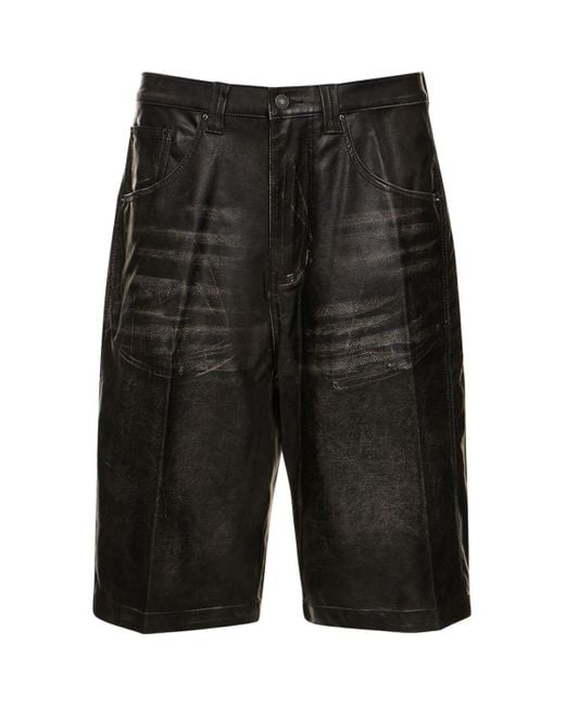 Jaded London Black Colossu Faux Leather Jorts for men