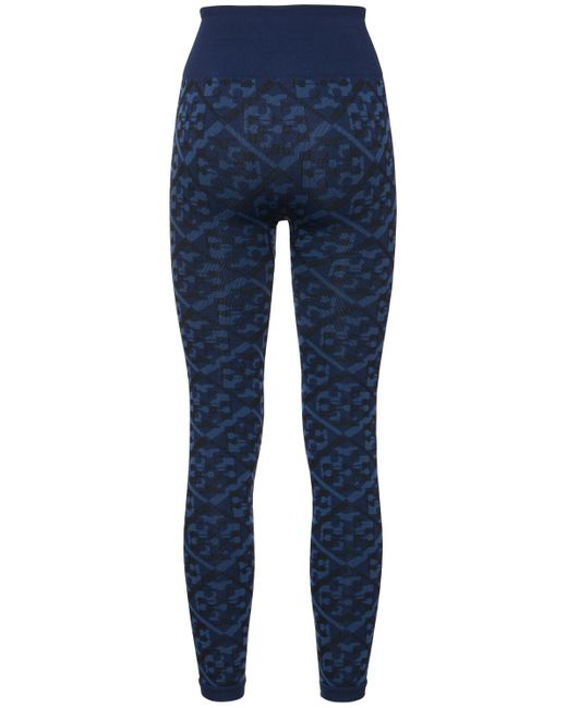 Tory Sport ロゴ ジャカード シームレスレギンス Blue