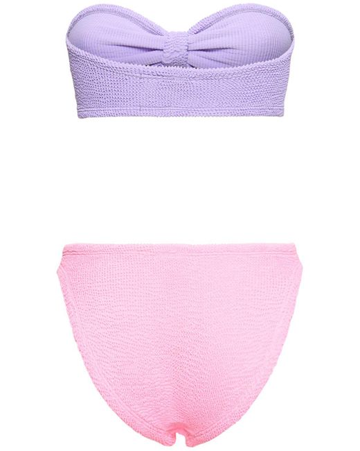 Bikini bandeau duo jean Hunza G en coloris Purple