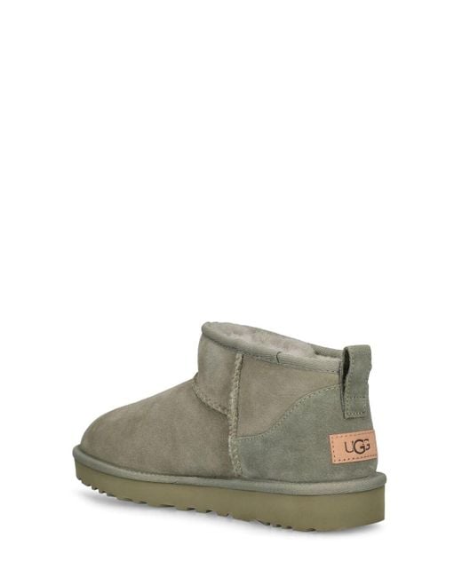 Ugg Green Classic Ultra Mini Logo-patch Suede And Shearling Ankle Boots