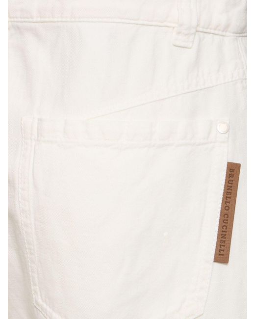 Pantalones anchos de algodón y lino Brunello Cucinelli de color White
