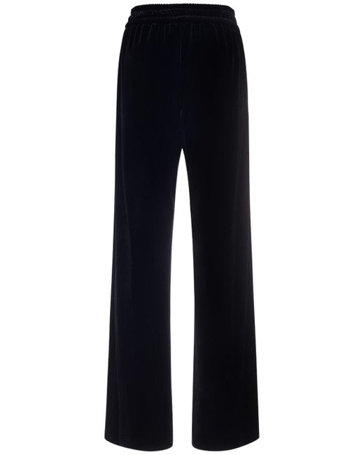 Dolce & Gabbana Blue Stretch Velvet Flared Pants