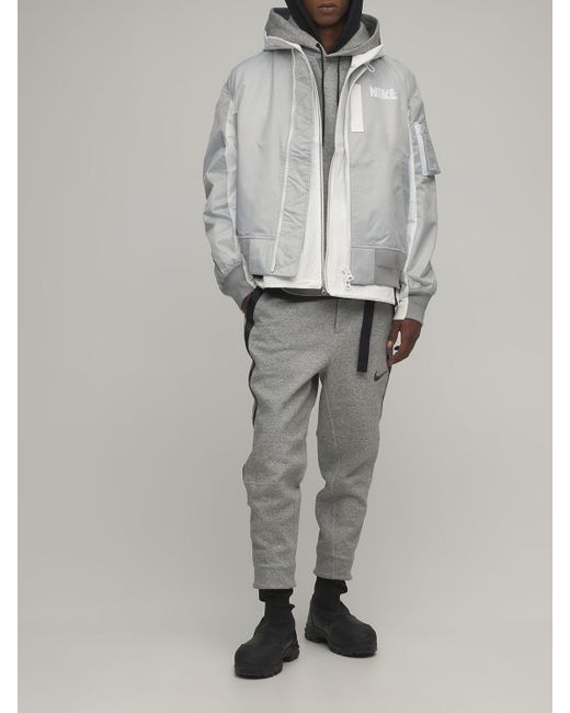 Nike Sacai Layered Bomber Jacket in Grey for Men | Lyst UK