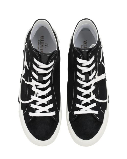 Valentino Garavani V Logo Leather High-top Sneaker in Black/White ...