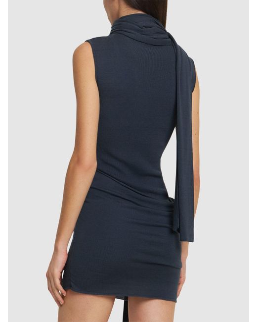 Mujer Vestido Corto De Punto Seda Viscosa AYA MUSE de color Blue
