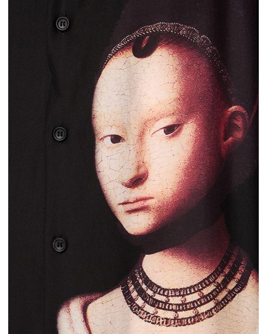 Yohji Yamamoto Bedrucktes Seidenhemd "m-young Girl" in Black für Herren