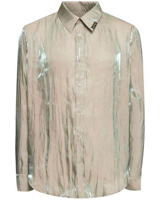 Martine Rose Natural Logo Iridescent Long Sleeve Shirt for men