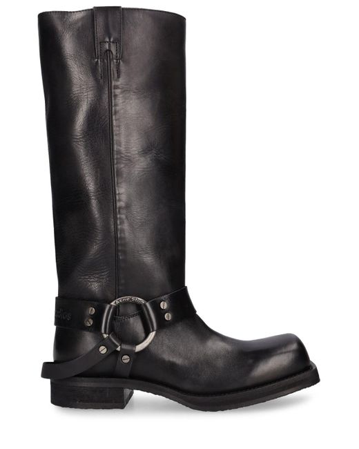 Acne Black 40mm Balius Leather Tall Boots