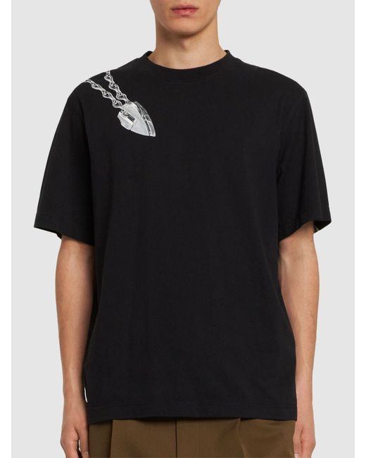 Camiseta de algodón estampada Burberry de hombre de color Black