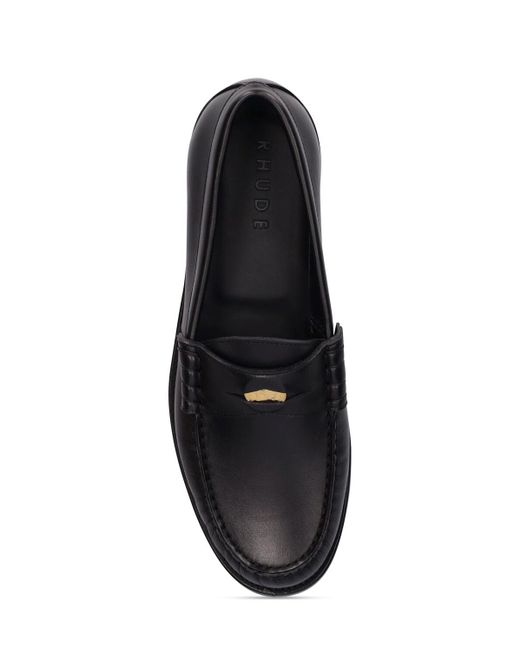 Rhude Black Leather Loafers for men