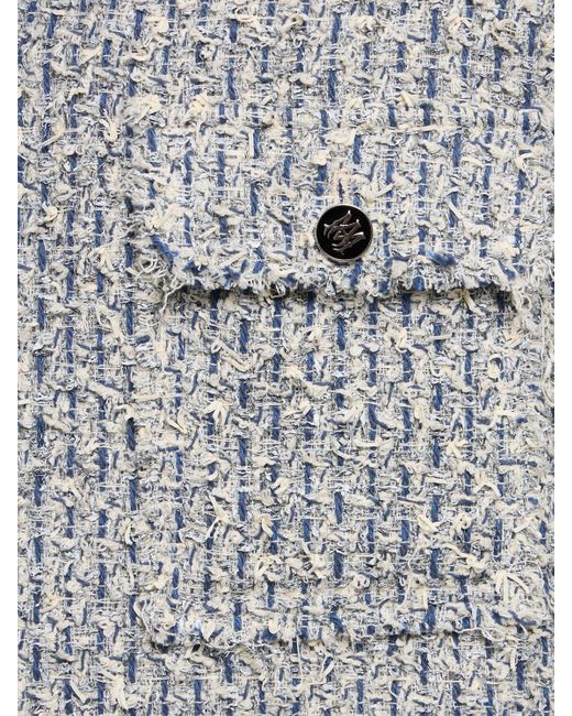 Amiri Gray Cotton Blend Tweed Bouclé S/s Shirt for men