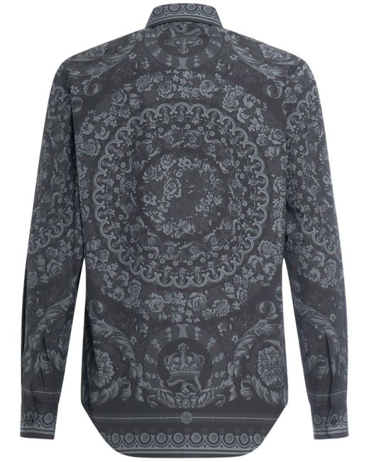 Versace Hemd Aus Baumwollpopeline Mit Barocco-druck in Gray für Herren