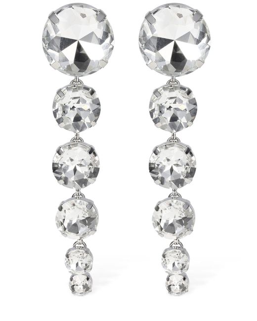 Area Crystal Drop Clipon Earrings in White Lyst