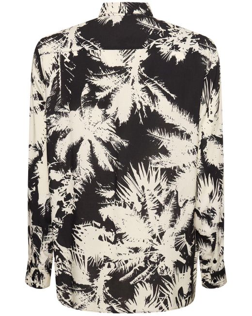 Laneus Black Palm Print Viscose Shirt for men