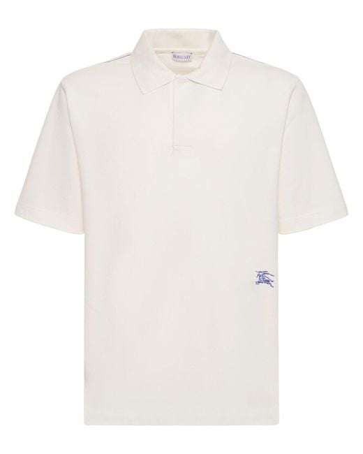 Burberry White Logo Cotton Polo for men
