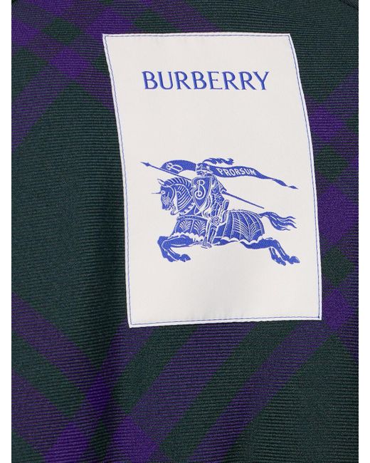 Burberry Blue Check Wool Blend Bomber Jacket for men