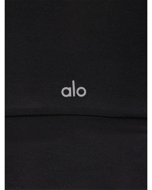 Alo Yoga Black Cover Twist Long Sleeve Modal Top