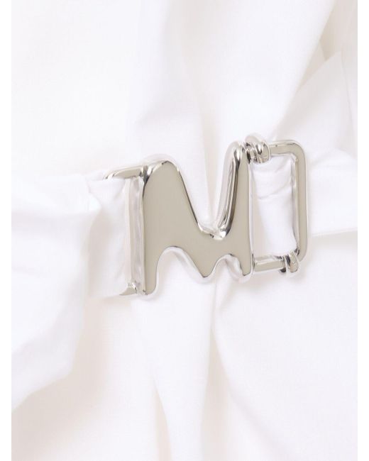 MSGM White Poplin Shirt W/ Side Belt